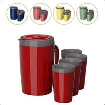 Kit Jarra Térmica 2l Caribe Copos Térmicos Água Suco Chá Kit Jarra Térmica 2l Caribe Copos Térmicos Água Suco Chá