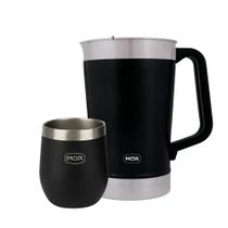 Kit Jarra Térmica Preta + Copo Térmico Preto MOR