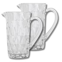 Kit Jarra Vidro Diamantada Transparente 1L Mesa Posta Sucos - 2UN