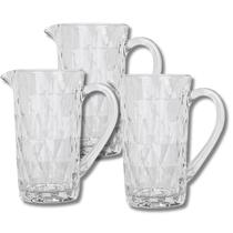 Kit Jarra Vidro Diamantada Transparente 1L Mesa Posta Sucos - 3UN