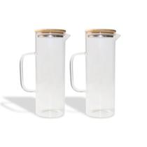 Kit Jarras de Vidro com Tampa de Bambu 1l Oikos - 2 Peças