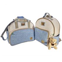 Kit Jeans Bolsa Média Maternidade Bebe + Mochila + Trocador