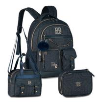 Kit Jeans Vintage Mochila de Costas + Lancheira + Estojo - Rebecca Bonbon Kit Jeans Vintage Mochila de Costas + Lancheira + Estojo - Rebecca Bonbon