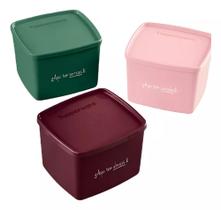 Kit jeitoso "aqui tem sorriso"carinho e abraco tupperware 3 unidades 800ml cada Kit jeitoso "aqui tem sorriso"carinho e abraco tupperware 3 unidades 800ml cada