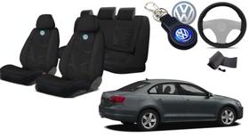 Kit Jetta Renovado: Capas de Tecido para Bancos Jetta 2010-2017 + Volante + Chaveiro VW