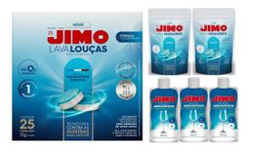 Kit Jimo Lava Louças MultiCamadas Caixa com 25 pastilhas 15g + 2 Jimo Lava-Maquinas com 2 Pastilhas 17g + 3 Jimo Secante Kit Jimo Lava Louças MultiCamadas Caixa com 25 pastilhas 15g + 2 Jimo Lava-Maquinas com 2 Pastilhas 17g + 3 Jimo Secante