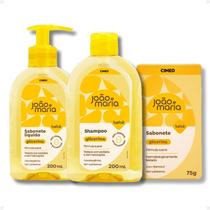 Kit João E Maria Cimed Glicerina: Sabonete Liquído 200ml, Shampoo 200ml E Sabonete em Barra 75g