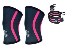 Kit Joelheira Alta Performance 7mm Nc Extreme ( Par ) + Munhequeira (Par) - Preto/Rosa Kit Joelheira Alta Performance 7mm Nc Extreme ( Par ) + Munhequeira (Par) - Preto/Rosa