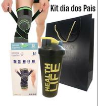 Kit Joelheira Compressão Copo Sport Life Sacola Dia dos Pais