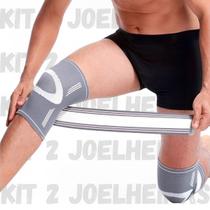 Kit Joelheira Ortopédica Ajustável Articulada de Compressão Proteção Patelar Tensor Joelho Fitness