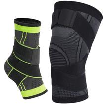 Kit Joelheira + Tornozeleira com faixa ajustável esportiva Kit Joelheira + Tornozeleira com faixa ajustável esportiva