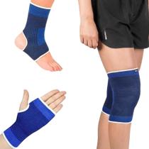 Kit Joelheira Tornozeleira e Munhequeira Ortopédica Protetor Muscular