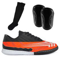 Kit Jogador Chuteira Tênis Futsal Infantil Juvenil Quadra Salão + Caneleira e Meião