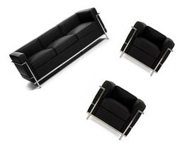 Kit Jogo 1 Sofá Lc 3 Lug + 2 Poltronas Lc Le Corbusier Kit Jogo 1 Sofá Lc 3 Lug + 2 Poltronas Lc Le Corbusier