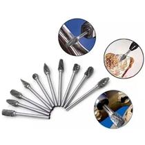 Kit Jogo 10 Fresas Metal Duro 1/8 Lima Rotativa