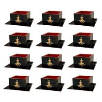 Kit Jogo 12 Copos Sake Saque Massu Pequeno Ideograma Japonês 65ml Preto Kit Jogo 12 Copos Sake Saque Massu Pequeno Ideograma Japonês 65ml Preto