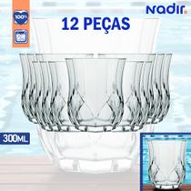 Kit Jogo 12 Copos Vidro Resistente Opera Nadir Duralex 300ml Brilhante Drink Multiuso Robusto Luxo