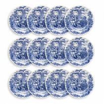 Kit Jogo 12 Pratos Fundos Biona Cena Inglesa em Cerâmica Decorada 21,5 cm - Oxford