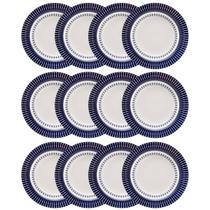 Kit Jogo 12 Pratos Fundos Biona Colb em Cerâmica Decorada 21,5 cm - Oxford