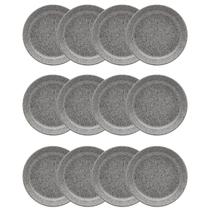 Kit Jogo 12 Pratos Fundos Oxford 20,5 cm Flat Gray em Cerâmica Decorada Kit Jogo 12 Pratos Fundos Oxford 20,5 cm Flat Gray em Cerâmica Decorada