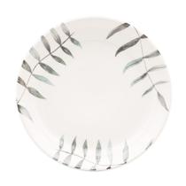 Kit Jogo 12 Pratos Fundos Oxford Flat Samambaia 20,5 cm em Cerâmica Decorada