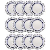 Kit Jogo 12 Pratos Rasos Biona Colb em Cerâmica Decorada 26 cm - Oxford