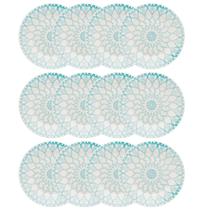 Kit Jogo 12 Pratos Rasos Biona Mandala em Cerâmica Decorada 24 cm - Oxford