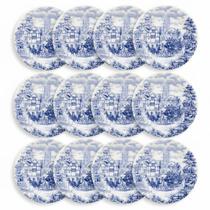 Kit Jogo 12 Pratos Sobremesa Biona Cena Inglesa em Cerâmica Decorada 18 cm - Oxford Kit Jogo 12 Pratos Sobremesa Biona Cena Inglesa em Cerâmica Decorada 18 cm - Oxford