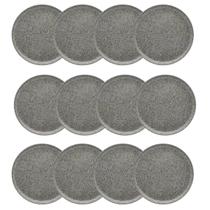 Kit Jogo 12 Pratos Sobremesa Oxford 20 cm Flat Gray em Cerâmica Decorada