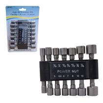 Kit Jogo 14 Bits Soquete Canhão Sextavado Profissional 1/4
