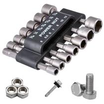 Kit Jogo 14 Bits Soquete Sextavado Canhão Cachimbo Completo 5 a 12 Milímetro e 3/16 a 7/16 Polegadas