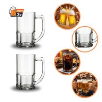Kit Jogo 2, 4, 6, 12 Canecas De Chopp 340ml Vidro Resistente Grossa Amordicaneca Restaurante Hotel Cerveja Buffet Bar Refri Drinks Liso Transparente