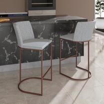 Kit Jogo 2 Banquetas Alta Americana Moderna Cozinha Metal Bancada Balcão Area Gourmet