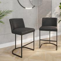 Kit Jogo 2 Cadeiras Banquetas Moderna Cozinha Metal Bancada Balcão Área Gourmet Kit Jogo 2 Cadeiras Banquetas Moderna Cozinha Metal Bancada Balcão Área Gourmet