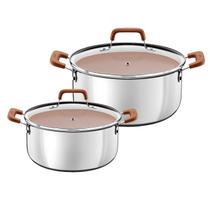 Kit Jogo 2 Panelas Caçarola Antiaderente Cerâmico Tramontina Inox Indução Romagna Kit Jogo 2 Panelas Caçarola Antiaderente Cerâmico Tramontina Inox Indução Romagna