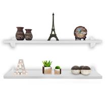 Kit Jogo 2 Prateleiras De Livro De Parede Ávila MDP Branco 90cm X 15cm Kit Jogo 2 Prateleiras De Livro De Parede Ávila MDP Branco 90cm X 15cm