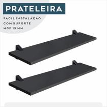 kit jogo 2 prateleiras decorativas 20 x 60 cm mdf com suporte