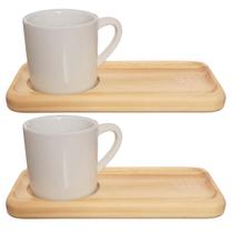 Kit Jogo 2 xícaras/canecas 100ml c/ pires Ret. Pinus