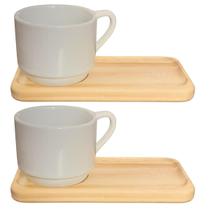 Kit Jogo 2 xícaras Cappuccino 200ml c/ pires Ret. Pinus Kit Jogo 2 xícaras Cappuccino 200ml c/ pires Ret. Pinus