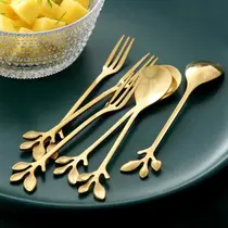 Kit jogo 20 Peças Conjunto De Colher garfo Criativo De Aço Inoxidável Talheres De Ouro Para Café Ferramentas De Café De