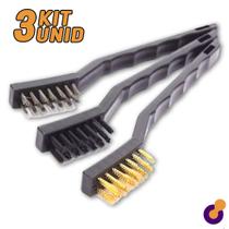 Kit Jogo 3 Escovas Para Metal Com Cerdas De Aço - MTX