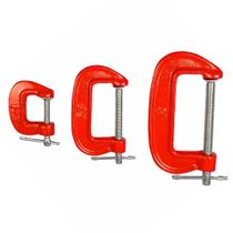 Kit Jogo 3 Grampos Tipo C Marceneiro Snel Ferramentas Sargento Tipo C para Carpintaria, Marcenaria e Trabalhos em Madeira Kit Jogo 3 Grampos Tipo C Marceneiro Snel Ferramentas Sargento Tipo C para Carpintaria, Marcenaria e Trabalhos em Madeira