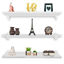 Kit Jogo 3 Prateleiras De Livro De Parede Ávila MDP Branco 90 x 20 Branca