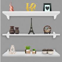 Kit Jogo 3 Prateleiras De Livro De Parede Mdf / Mdp Branco 60 X 15