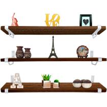 Kit Jogo 3 Prateleiras De Parede Madeira MDP 60cm x 15cm Branca e Villandry