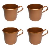 Kit Jogo 4 Caneca Copo Moscow Mule Alumínio Cor Cobre 350ml
