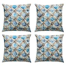 Kit Jogo 4 Capas de Almofadas 45 x45 Estampadas Praia Fundo do Mar Kit Jogo 4 Capas de Almofadas 45 x45 Estampadas Praia Fundo do Mar