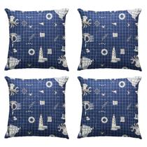 Kit Jogo 4 Capas de Almofadas 45 x45 Estampadas Praia Fundo do Mar Kit Jogo 4 Capas de Almofadas 45 x45 Estampadas Praia Fundo do Mar