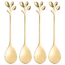 Kit Jogo 4 Colher De Chá Café Aço Inox Leaves 28296