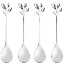 Kit Jogo 4 Colher De Chá Café Aço Inox Leaves 28296